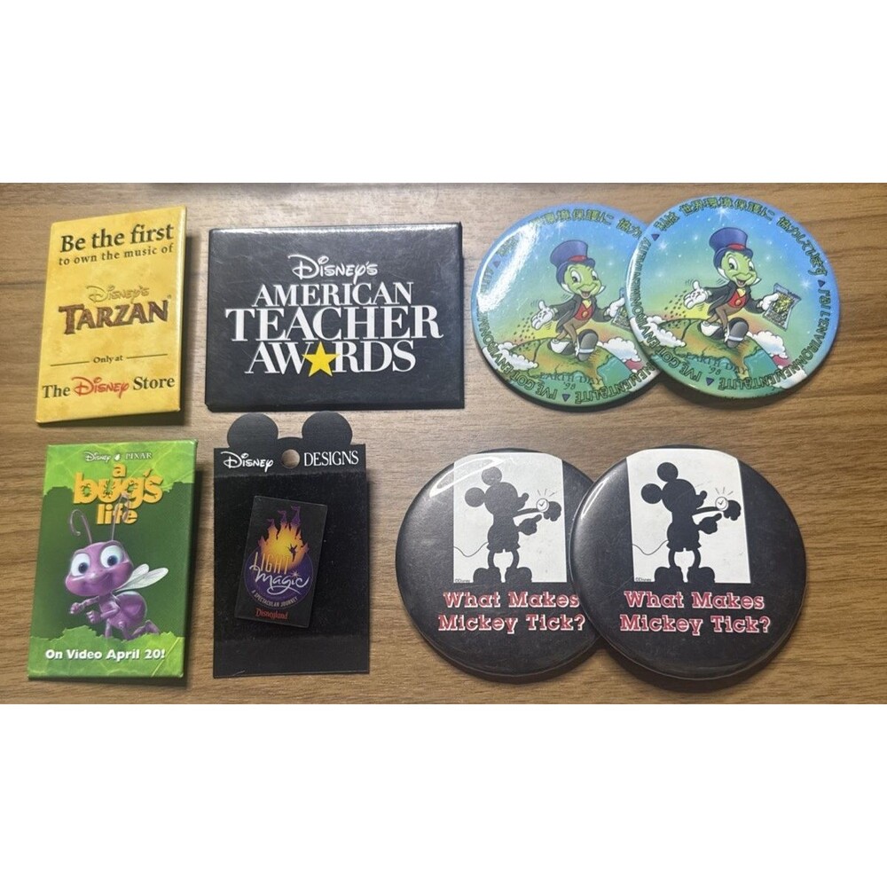 Vintage Disney Promo Button Lot Tarzan Teacher Awards Mickey Mouse Pinbacks